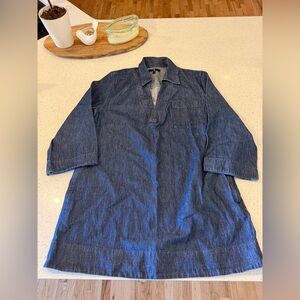 Banana Republic Denim Popover Dress - Dark Blue - size L